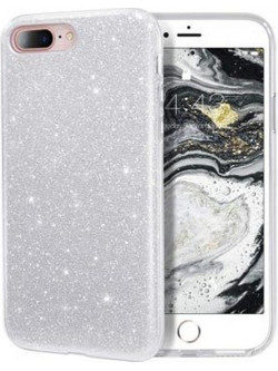 Back Cover Θήκη Σιλικόνης Glitter για iPhone 6 Plus / 6s Plus Ασημί