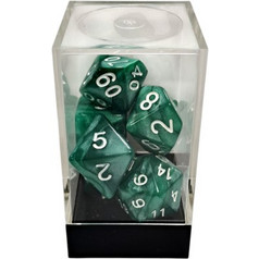 Κάισσα - Marble Green/White Polyhedral 7-Die Set