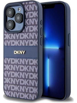 DKNY PU Leather Repeat Pattern Stripe Θήκη Δερματίνης για iPhone 14 Pro Max Μπλε