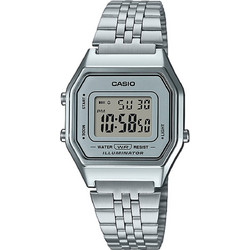 Casio Ψηφιακό Γυναικείο Ρολόι Χρονογράφος με Ασημί Μεταλλικό Μπρασελέ LA-680WEA-7EF
