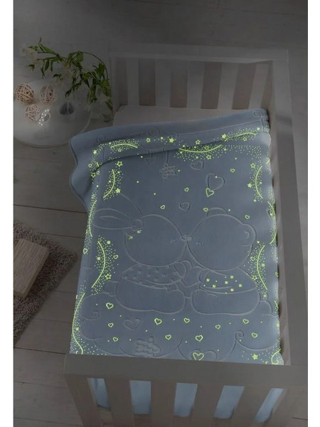Pielsa Baby Rabbit Κουβέρτα Κούνιας Βελουτέ 110x140 Γαλάζια