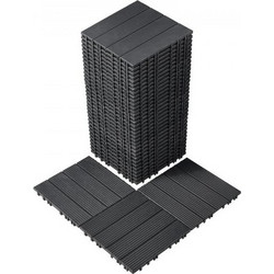 Πλακάκια Δαπέδου VEVOR Interlocking 36 Πακέτο 12"x12" (30,5x30,5 cm) Πλαστικά για Βεράντα Σκούρο Γκρι