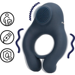 Shots Indigo Vibrator Ring Ελαστικό Δαχτυλίδι Πέους Σιλικόνης με Δόνηση Μπλε