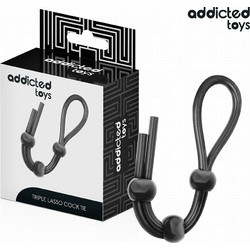 Addicted Toys Silicone Rope for the Triple Loop Penis Ρυθμιζόμενο Ελαστικό Δαχτυλίδι Πέους & Όρχεων Σιλικόνης Μαύρο