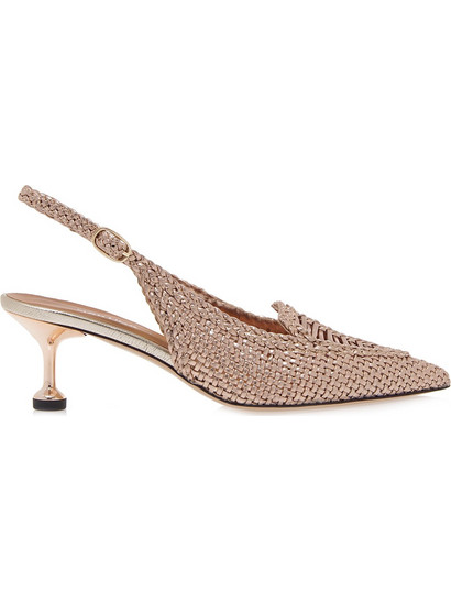 MARTINA T U494B00631B2 Slingback Γόβες Πλεκτό Δέρμα Πλατίνα L9006-GOLD INTRECCIO