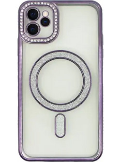 Vivid Magsafe Strass and Glitter Purple Θήκη iPhone 15 Pro