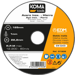 Δίσκος κοπής iron and stainless steel 125x1.0x22.2mm KOMA Tools 91902 EDM
