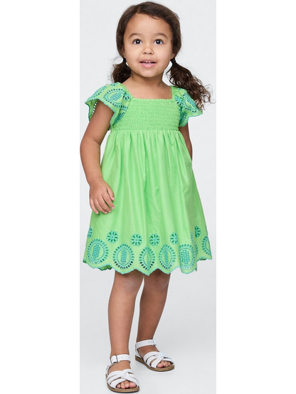 Βρεφικό & Νηπιακό Smocked Eyelet Φόρεμα Julep green