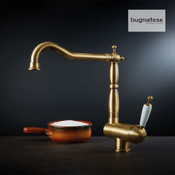 Bugnatese Oxford 201-7596-220 Μπαταρία Κουζίνας Πάγκου Διπλής Παροχής Σπαστή Ανάμεικτη Μπρονζέ