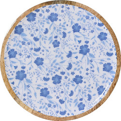 Beauty Home Δίσκος απο ξύλο Μάνγκο με Λουλούδια 20cm