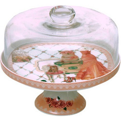 Τουρτιέρα με Γυάλινο Καπάκι και Πόδι English Porcelain Vintage