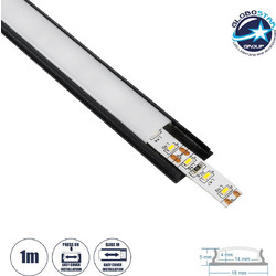 GLOBOSTAR(R) ALP-LINEAR CURBARIO 70804-1M Επιφανειακό Εύκαμπτο Προφίλ Αλουμινίου με Λευκό Γαλακτερό Πατητό Κάλυμμα για Ταινίες LED IP20 - Μαύρο & Λευκό - Μ100 x Π1.8 x Υ0.5cm
