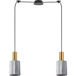 Home Lighting Κρεμαστό Φωτιστικό Οροφής Δίφωτο E27 Χρυσό SE21-GM-4-BL2-GL1 77-8577