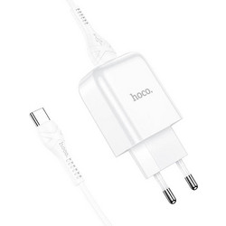 Hoco N2 Vigour Φορτιστής με Καλώδιο USB-C με Θύρα USB-A Quick Charge 3.0 White