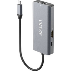 Vidvie 6IN1 USB-C Docking Station με HDMI 4K PD Ethernet Ασημί (HUB01)