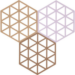 Σουπλά Triangles 32707 Για Ζεστά Σκεύη (Σετ 3τμχ) 16x14cm Light Terracotta-Lupine-Almond Zone Denmark Σιλικόνη