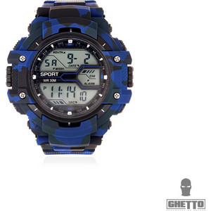 Ghetto No-name Digital Fashion Blue Camouflage Sport Watch | Unisex Ghetto No-name Digital Fashion Blue Camouflage Sport Watch | Unisex