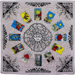 Πανί για Ανάγνωση Καρτών Ταρώ με σχέδιο Sun & Tree of Life 75x75cm