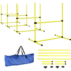 PawHut Σετ 4 Εμποδίων Agility Dog για Εκπαίδευση Σκύλων με Ρυθμιζόμενο Ύψος και Σάκο Μεταφοράς, Κίτρινο D07-018V00YL