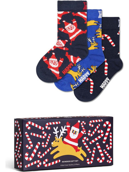 HAPPY SOCKS 'SANTA AND HIS HELPER' 3-PACK GIFT SET ΠΑΙΔΙΚΕΣ ΚΑΛΤΣΕΣ ΑΓΟΡΙ P003353-1000 (1000/MULTICOLOR)