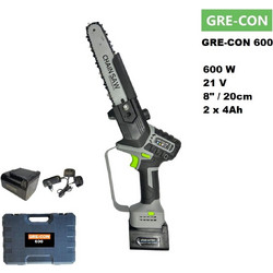 GRE-CON ΚΛΑΔΕΥΤΙΚΟ ΑΛΥΣΟΠΡΙΟΝΟ ΜΠΑΤΑΡΙΑΣ 21V / 600W / 8"(20cm) / 2Μπαταριες (4Ah+2Ah) Lion / Αυτόματη Λίπανση (GRE-CON 600)