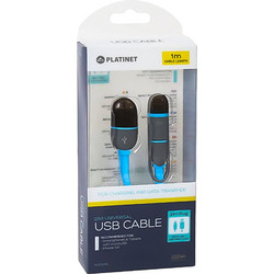 PLATINET USB UNIVERSAL CABLE 2 IN 1 MICRO USB & LIGHTNING PLUGS BLUE RETAIL PACK