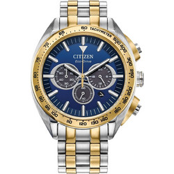 Citizen Eco-Drive Ανδρικό Ρολόι Χρονογράφος Solar με Ασημί Χρυσό Μεταλλικό Μπρασελέ CA4544-53L