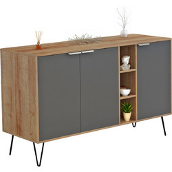 Homemarkt ΜΠΟΥΦΕΣ CABRON HM8874.11 ΜΕΛΑΜΙΝΗ ΣΕ ΦΥΣΙΚΟ-ΑΝΘΡΑΚΙ-ΜΑΥΡΑ ΜΕΤΑΛ.ΠΟΔΙΑ 142X40X83Υεκ