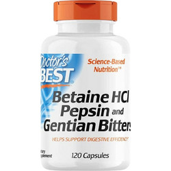 Doctor's Best Betaine HCL Pepsin & Gentian Bitters Πεπτικό Βοήθημα 120 Κάψουλες