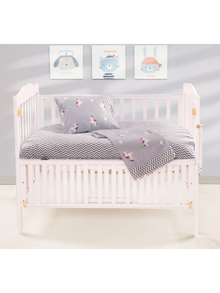Beauty Home Art 5181 Σετ Βρεφικά Σεντόνια Κούνιας Βαμβακερά 120x160 Grey