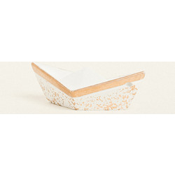 Beauty Home ΚΕΡΑΜΙΚΟ ΚΑΡΑΒΑΚΙ 7,5 x 3,5 x 3 cm ΛΕΥΚΟ / ΧΡΥΣΟ