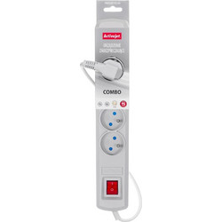 Activejet grey power strip with cord ACJ COMBO 5G/3M/BEZP. AUT/S - (ACP-5GN 3M SZ)