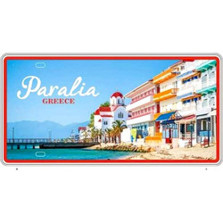 Μεταλλική πινακίδα Souvenir - 12pcs - Paralia - 15x30cm - 181042