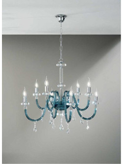 Ondaluce Πολυέλαιος 8xE14 83cm με Κρύσταλλα Μπλε LP.DIDO/8-OTT 8053488043580