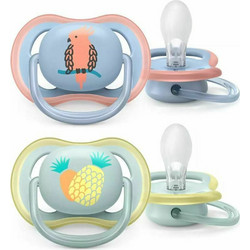 Philips Avent Ultra Air Ανατομικές Ορθοδοντικές Πιπίλες Σιλικόνης 0-6m Παπαγάλος Ανανάς 2τμχ SCF085/12