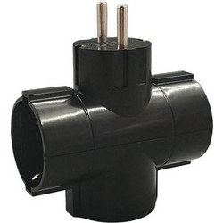 LAMTECH POWER SOCKET SPLITTER WITH 3 SCHUKO OUTLETS BLACK