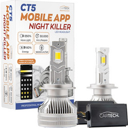 ΛΑΜΠΕΣ LED ΖΕΥΓΟΣ CT5 MOBILE H7 SHORT 160W WHITE 6500K NIGHT KILLER CARTECH