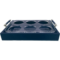 Δίσκος Σερβιρίσματος Δερμάτινος Μπλε Marine Business Tray Leatherette For Glasses Blue