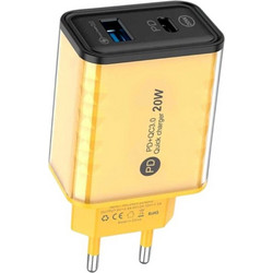 516297 ΑΝΤΑΠΤΟΡΑΣ ΦΟΡΤΙΣΗΣ FAST CHARGE ΜΕ 2 ΘΥΡΕΣ USB-A - TYPE-C - 20W - CX-176B - 271764