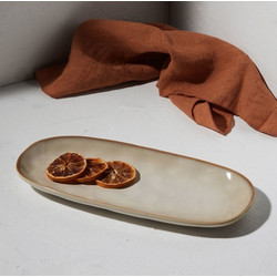 ESTIA ΠΙΑΤΕΛΑ ΟΒΑΛ VIGNETTE STONEWARE 31cm IVORY