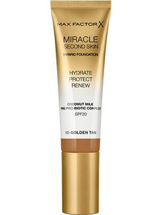 Max Factor Miracle Second Skin Hybrid 10 Golden Tan Liquid Foundation SPF20 30ml