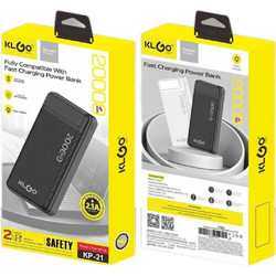 KLGO KP-21 Power Bank 20000mAh με 2 Θύρες USB-A Black