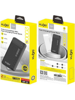 KLGO KP-21 Power Bank 20000mAh με 2 Θύρες USB-A Black