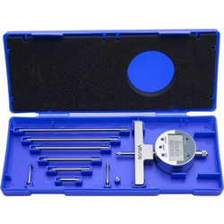 VEVOR Depth Gauge, Depth Micrometer Digital Electronic Indicator 0-558,8 mm Εύρος μέτρησης, 0,01 mm Ανάλυση, Μετατροπή μονάδας ακριβείας με 4 αμόνι, Εργαλείο μέτρησης για αυλάκι, βήμα, τρύπα