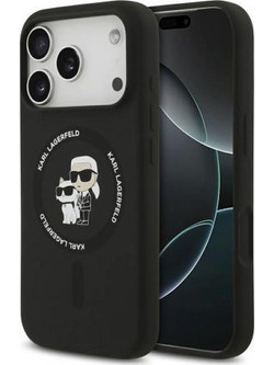 Θήκη Σιλικόνης Karl Lagerfeld Apple iPhone 18 Pro/ 17 Pro Magsafe Ring Karl & Choupette Μαύρο N68994