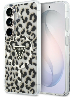 Guess IML Leopard Print Triangle MagSafe Back Cover Black (Samsung Galaxy S26)