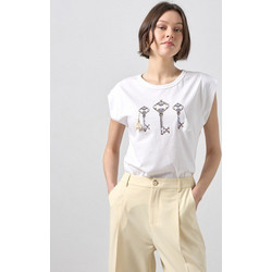 T-shirt με στάμπα κλειδιά Passager 41077 Λευκό