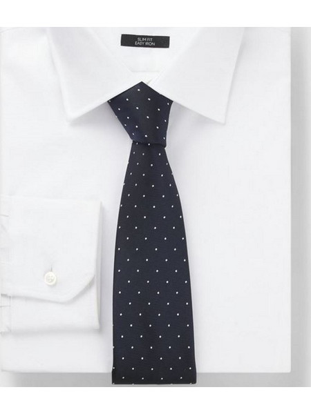 BOSS MEN SILK-BLEND TIE WITH DOT PATTERN DARK BLUE