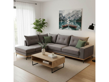 Pakoworld Luxury II Γωνιακός Καναπές Δεξιά Γωνία Γκρι 290x235x95cm 168-000012