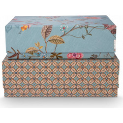 PIP STUDIO - ΣΕΤ/2 ΑΠΟΘΗΚΕΥΤΗΚΑ ΚΟΥΤΙΑ ΟΡΘΟΓΩΝΙΑ BLOOMING TALES KHAKI- BLUE